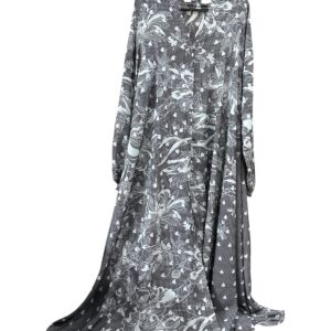 Midnight Blossom Flowing Maxi Open-Front Abaya